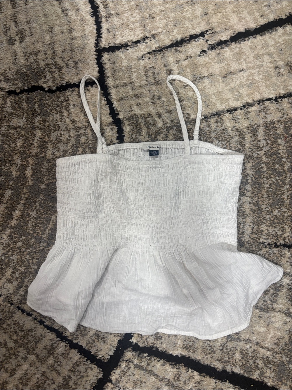 American Eagle Outfitters White Smocked Peplum Cami